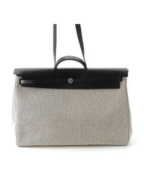 Hermes Herbag Her Bag Zip 50 Retourne Cabin Toile GM Shoulder Handbag